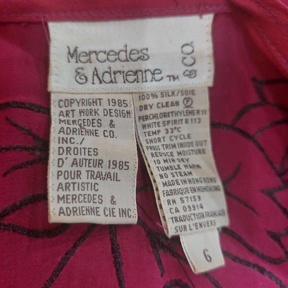 Mercedes & Adrienne VTG Wine/Black Leather Appliqué Top Blouse with 3/4 Sleeves - Picture 9 of 10